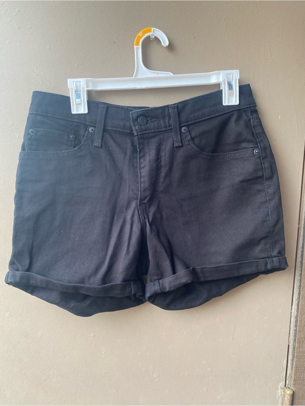 Levi's Black Roll-Hem Denim Shorts